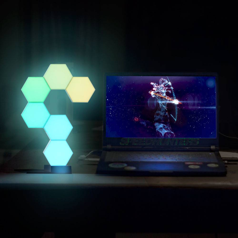 Hexagon LED Smart Light Panels – Modular RGB Wall Lights for Gaming & Desk Setup