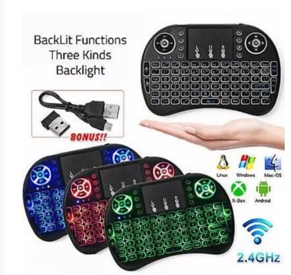 Mini Wireless Keyboard with Touchpad – Backlit 2.4G Compact Keyboard for TV Box, PC & Smart TV