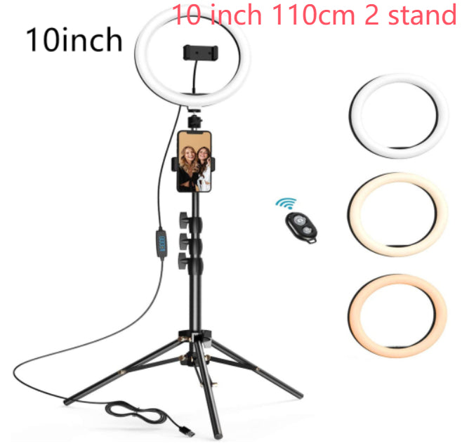 Beauty Ring Light LED Tripod for Streaming - Adjustable Selfie Light Stand