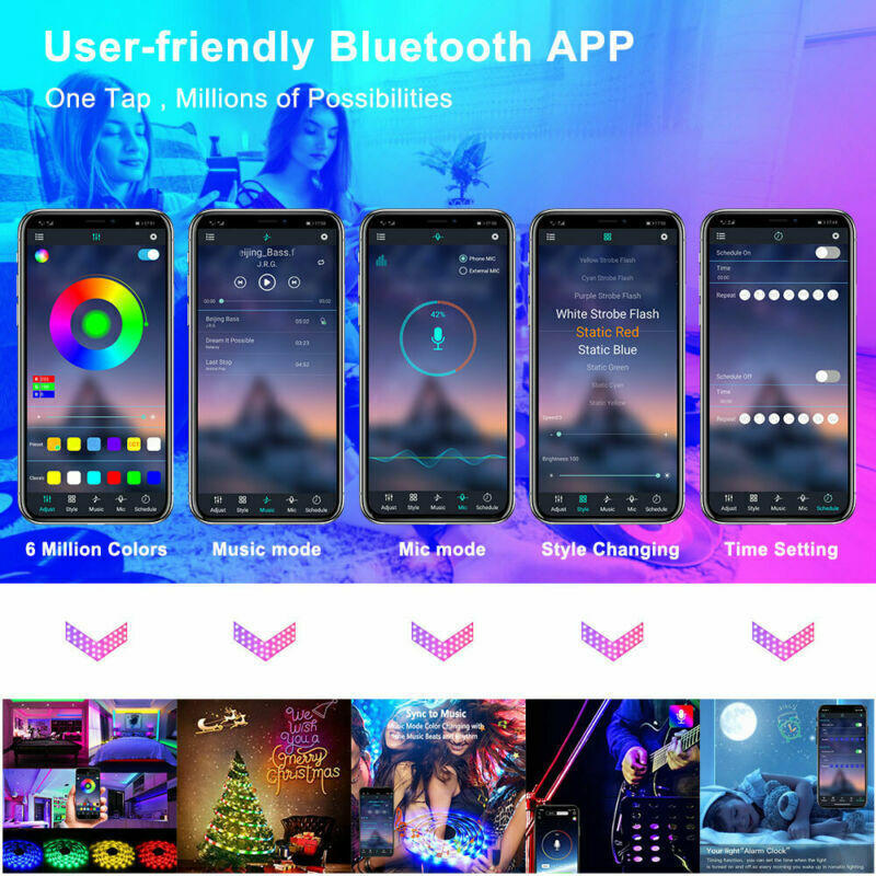 RGB LED Strip Lights | Bluetooth & Remote Control | TV, Gaming & Room Ambiance
