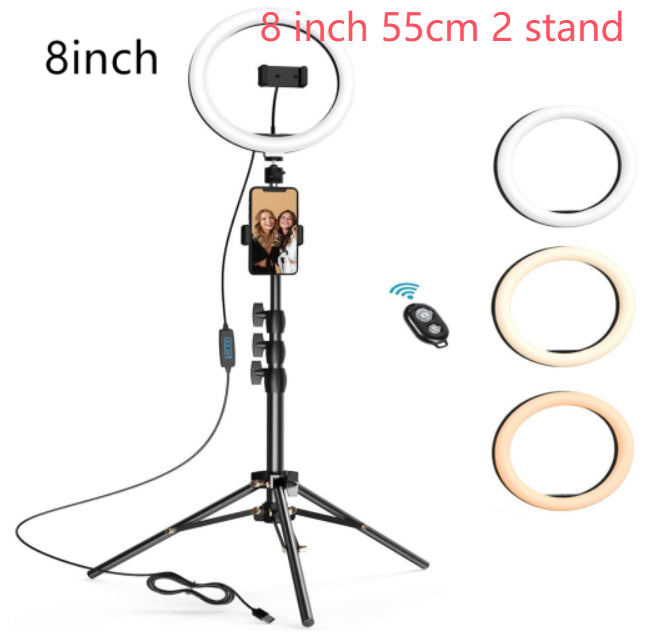 Beauty Ring Light LED Tripod for Streaming - Adjustable Selfie Light Stand