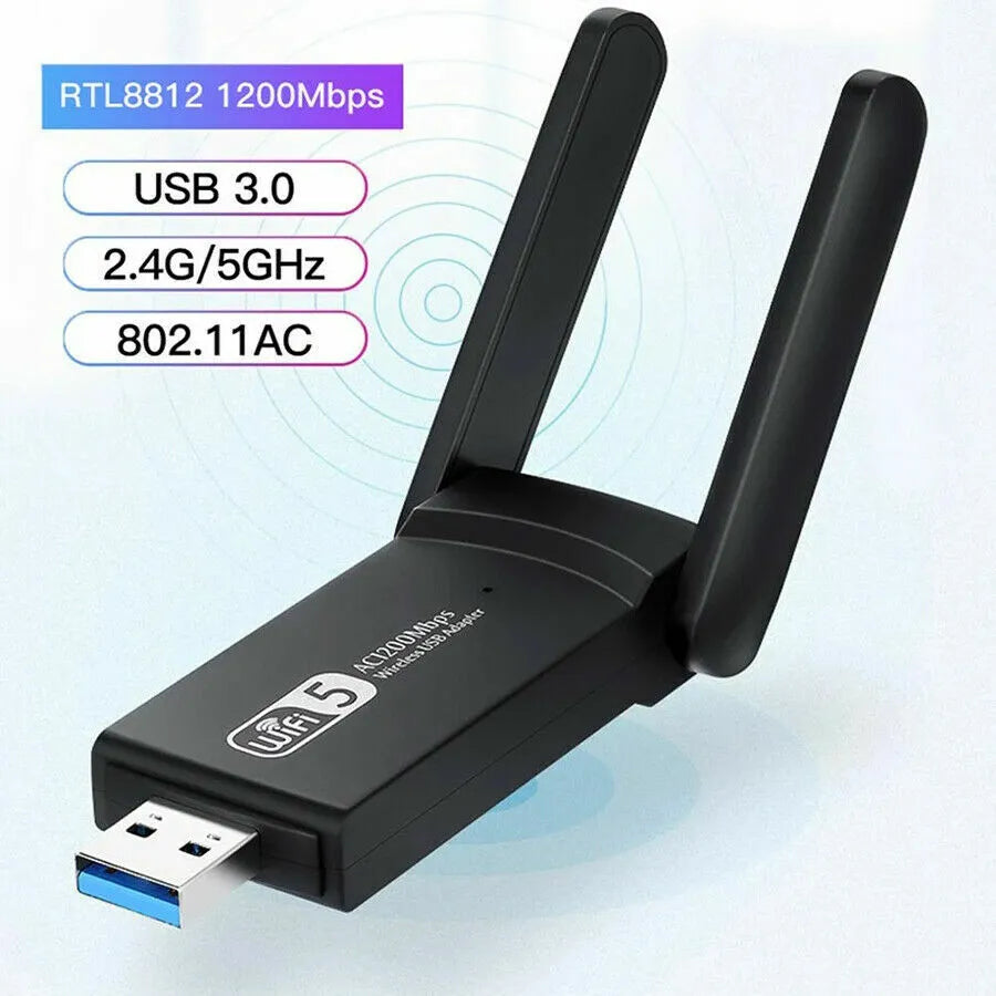 AC1200 USB WiFi Adapter | Dual Band 2.4G & 5GHz | Long Range | PC & Mac