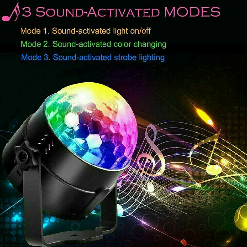 Disco Ball Party Light | Sound Activated Strobe | Remote Control | DJ & Room Decor