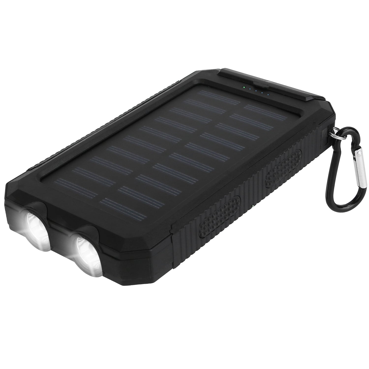 Solar Power Bank 10000mAh - Dual USB, SOS LED Flashlight & Compass