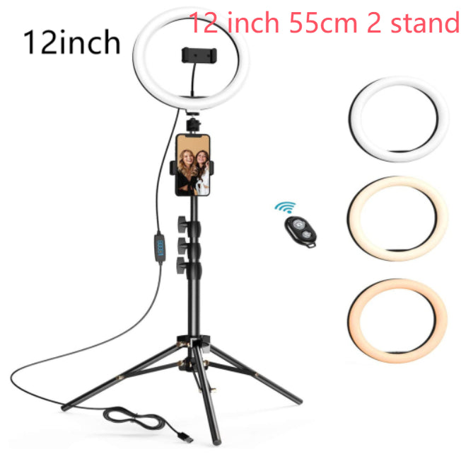 Beauty Ring Light LED Tripod for Streaming - Adjustable Selfie Light Stand