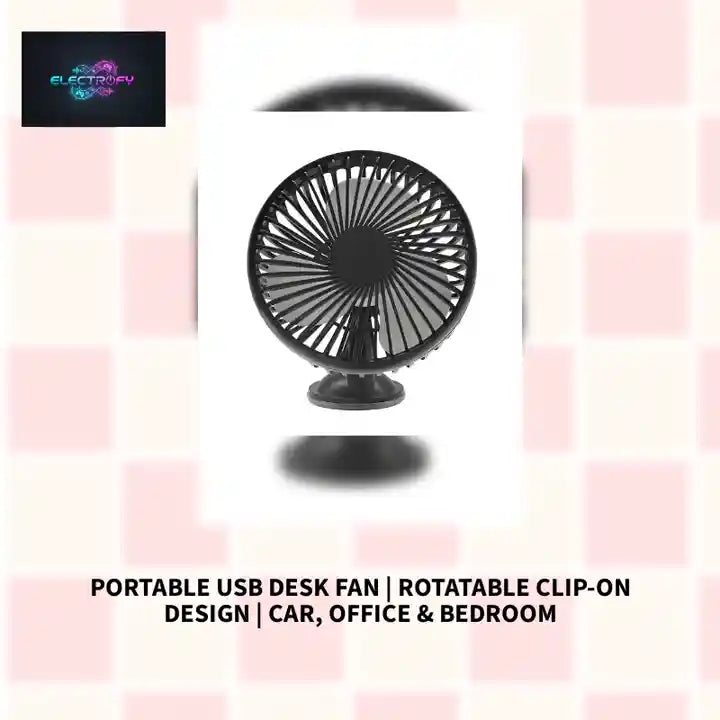 Portable USB Desk Fan | Rotatable Clip-On Design | Car, Office & Bedroom by@Outfy
