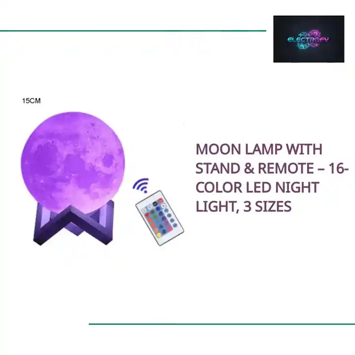 Moon Lamp with Stand & Remote &ndash; 16-Color LED Night Light, 3 Sizes by@Outfy