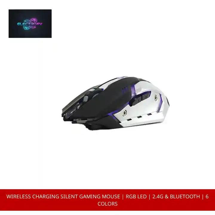 Wireless Charging Silent Gaming Mouse | RGB LED | 2.4G &amp; Bluetooth | 6 Colors by@Outfy
