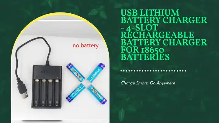 USB Lithium Battery Charger - 4-Slot Rechargeable Battery Charger for 18650 Batteries by@Outfy