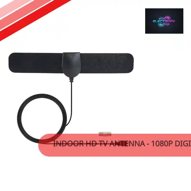 Indoor HD TV Antenna - 1080p Digital Amplified Antenna with 25 Mile Range &amp; 12ft Coax Cable by@Outfy