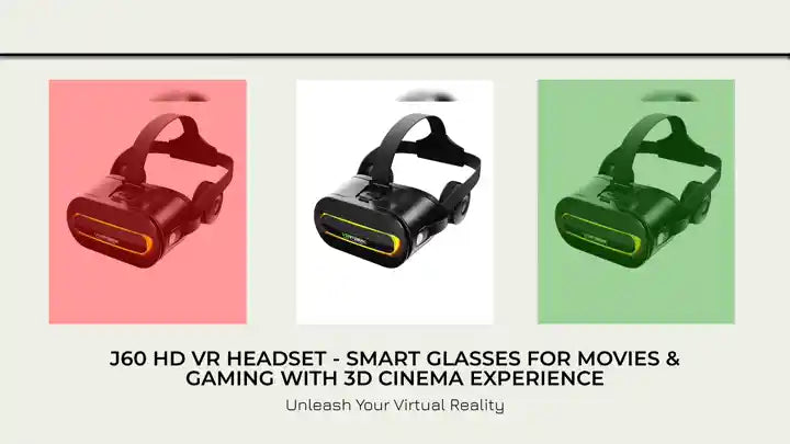 J60 HD VR Headset - Smart Glasses for Movies & Gaming with 3D Cinema Experience by@Outfy