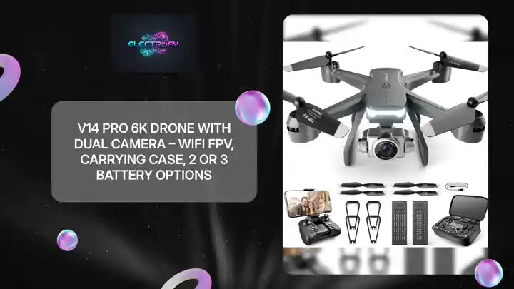 V14 Pro 6K Drone with Dual Camera &ndash; WiFi FPV, Carrying Case, 2 or 3 Battery Options by@Outfy