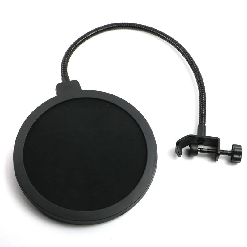 Microphone Pop Filter Shield - Anti-Spray Shock Mount, Flexible Gooseneck, Universal Studio Mic Screen