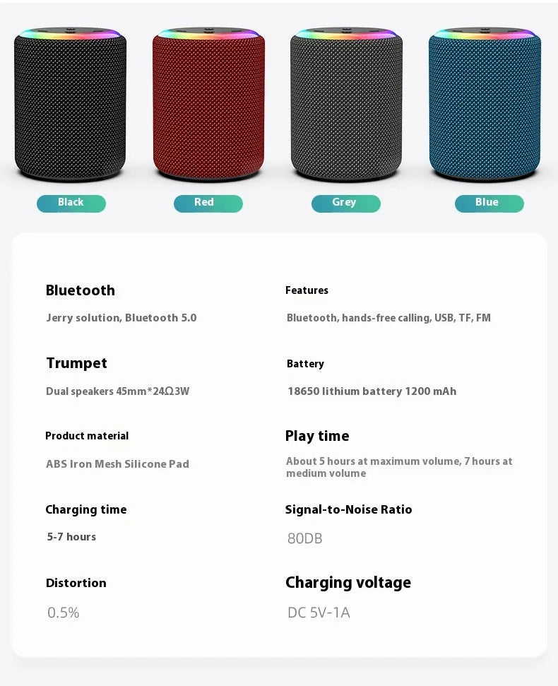 Outdoor Waterproof Bluetooth Speaker Cylinder - Rich Bass