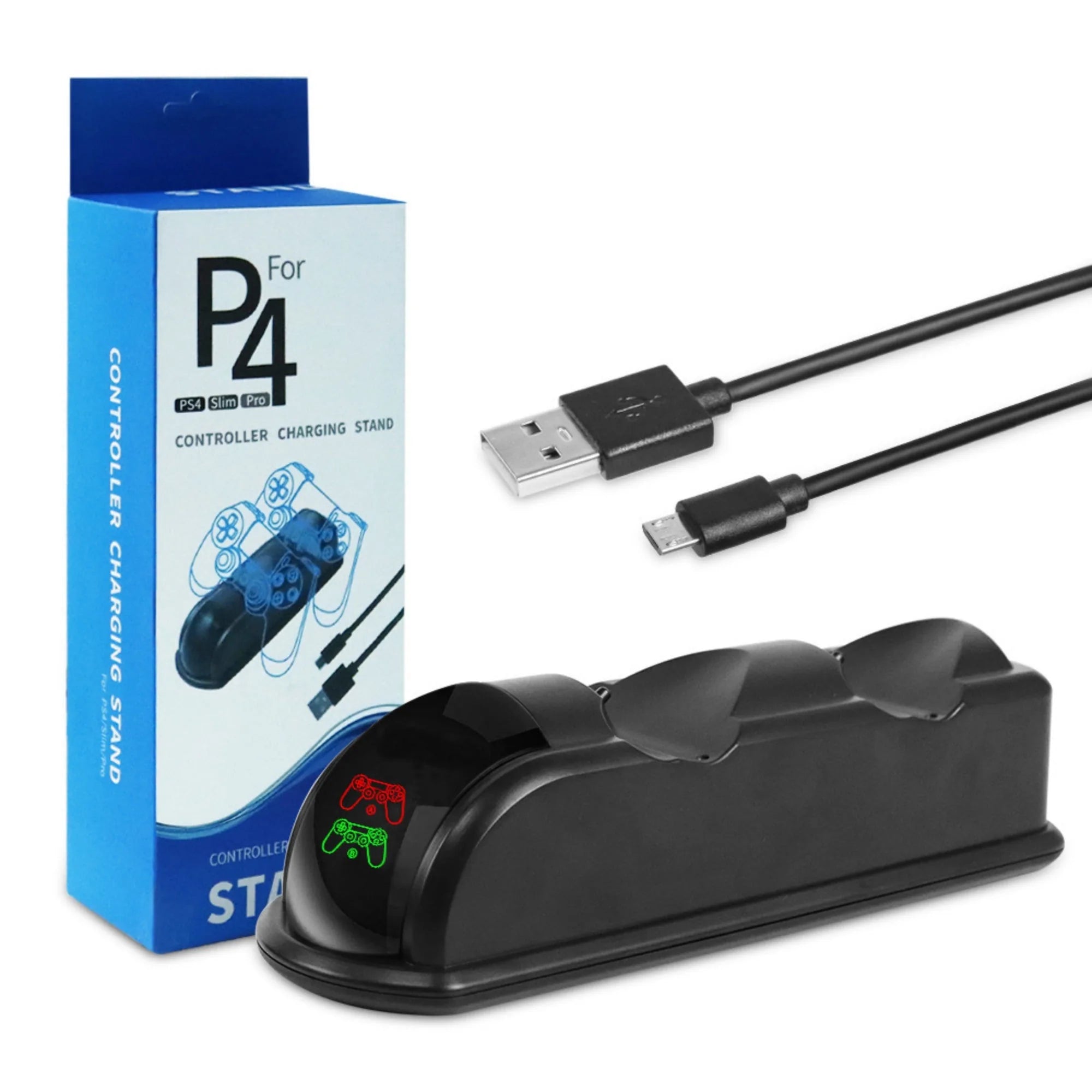 Wireless Gaming Controller Charging Dock - Dual USB, Compatible with PS4