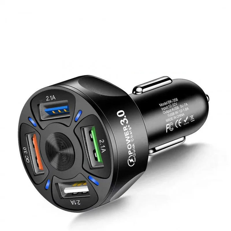 4-Port USB Car Charger - 45W Fast Charging for iPhone, Android & Tablets