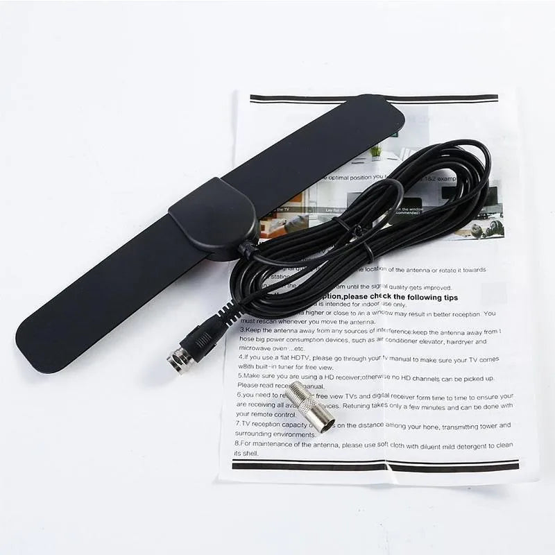 Indoor HD TV Antenna - 1080p Digital Amplified Antenna with 25 Mile Range & 12ft Coax Cable