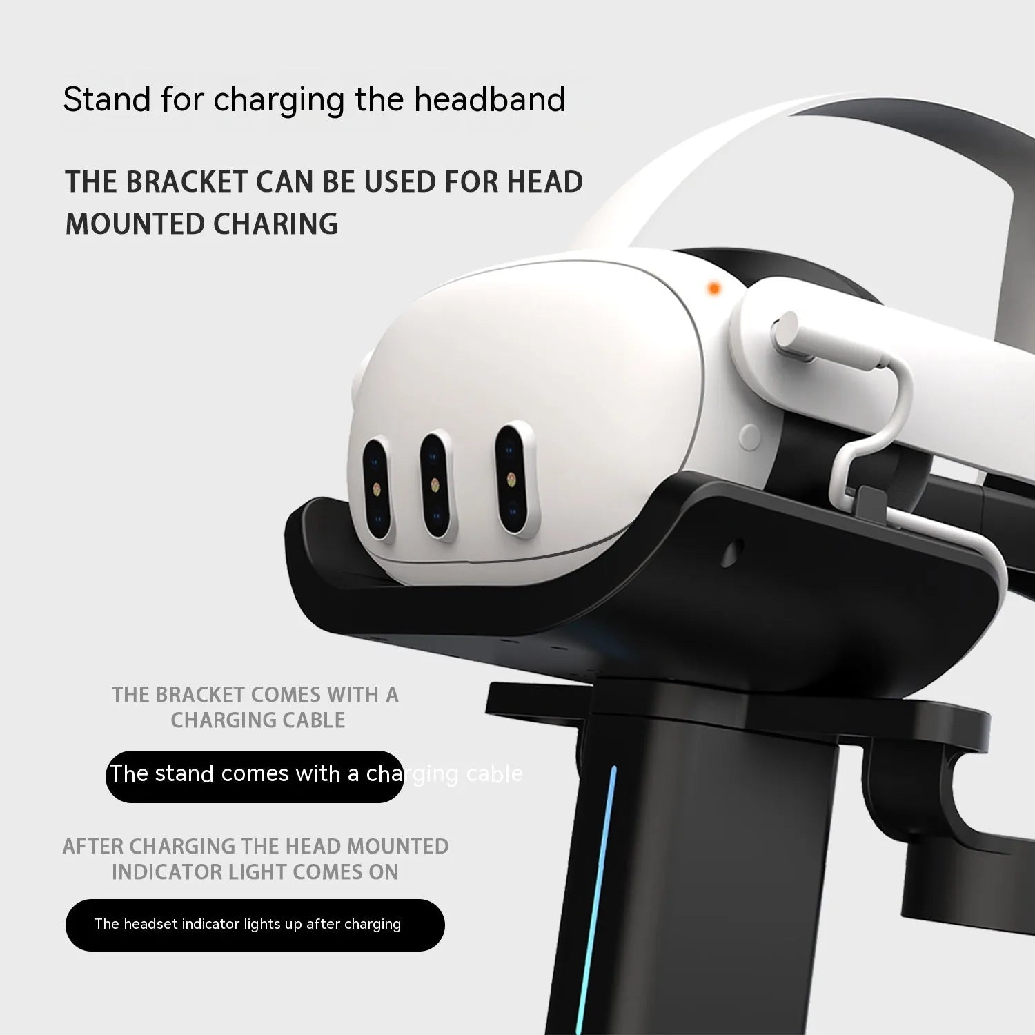 RGB VR Headset Charging Stand - Display Bracket & Charging Dock for VR Headsets