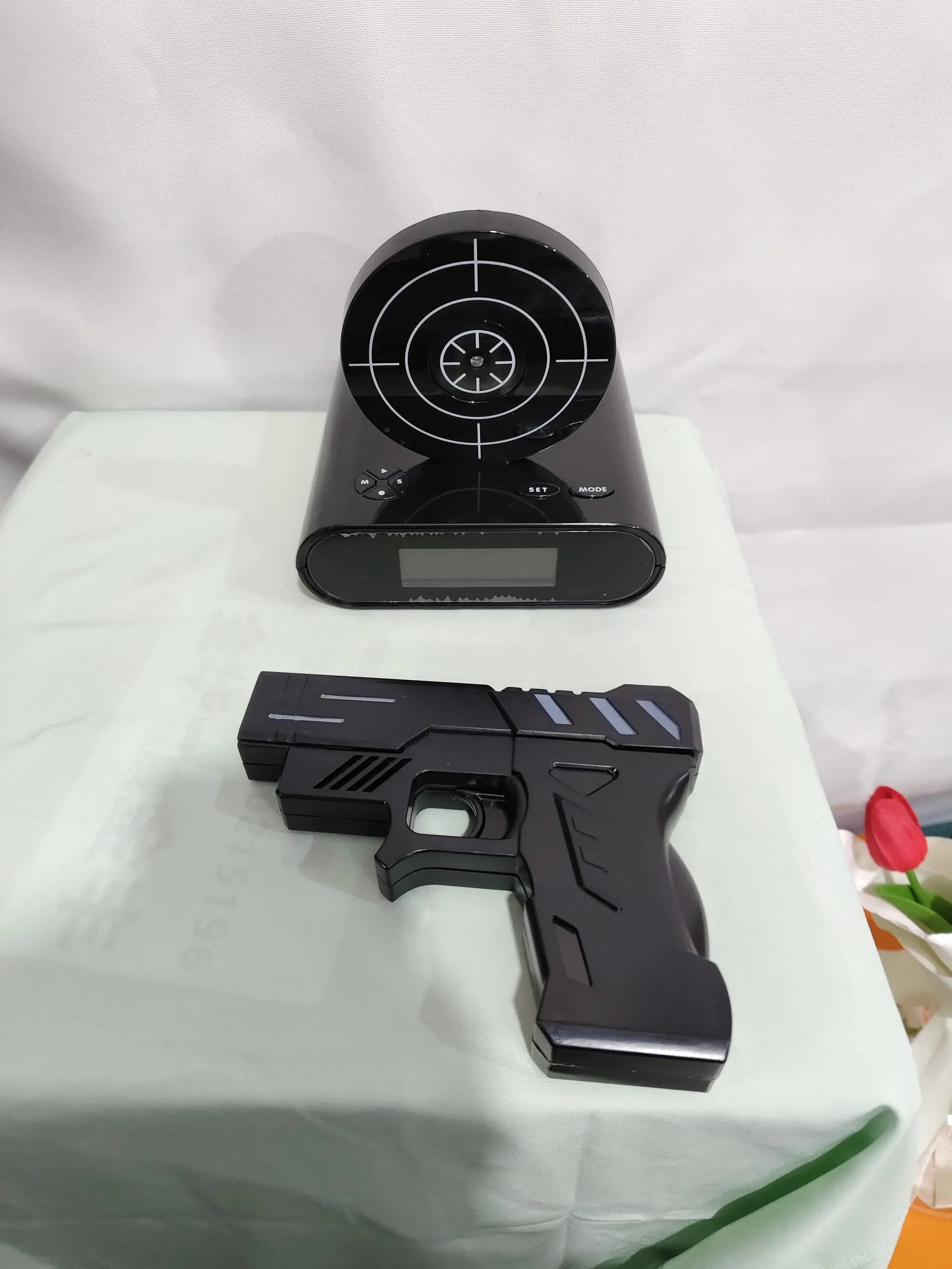 Shooting Target Alarm Clock - Shoot to Snooze with Toy Gun