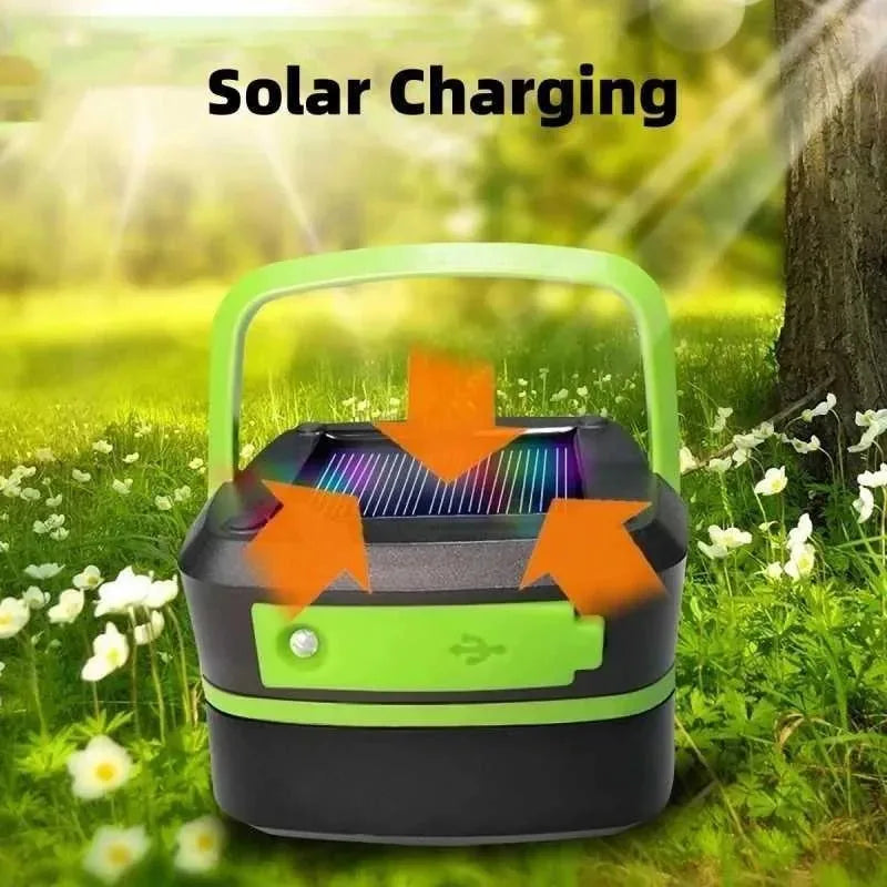Solar Camping Lantern, Rechargeable, Foldable, Waterproof, 3 Mode LED Power Bank