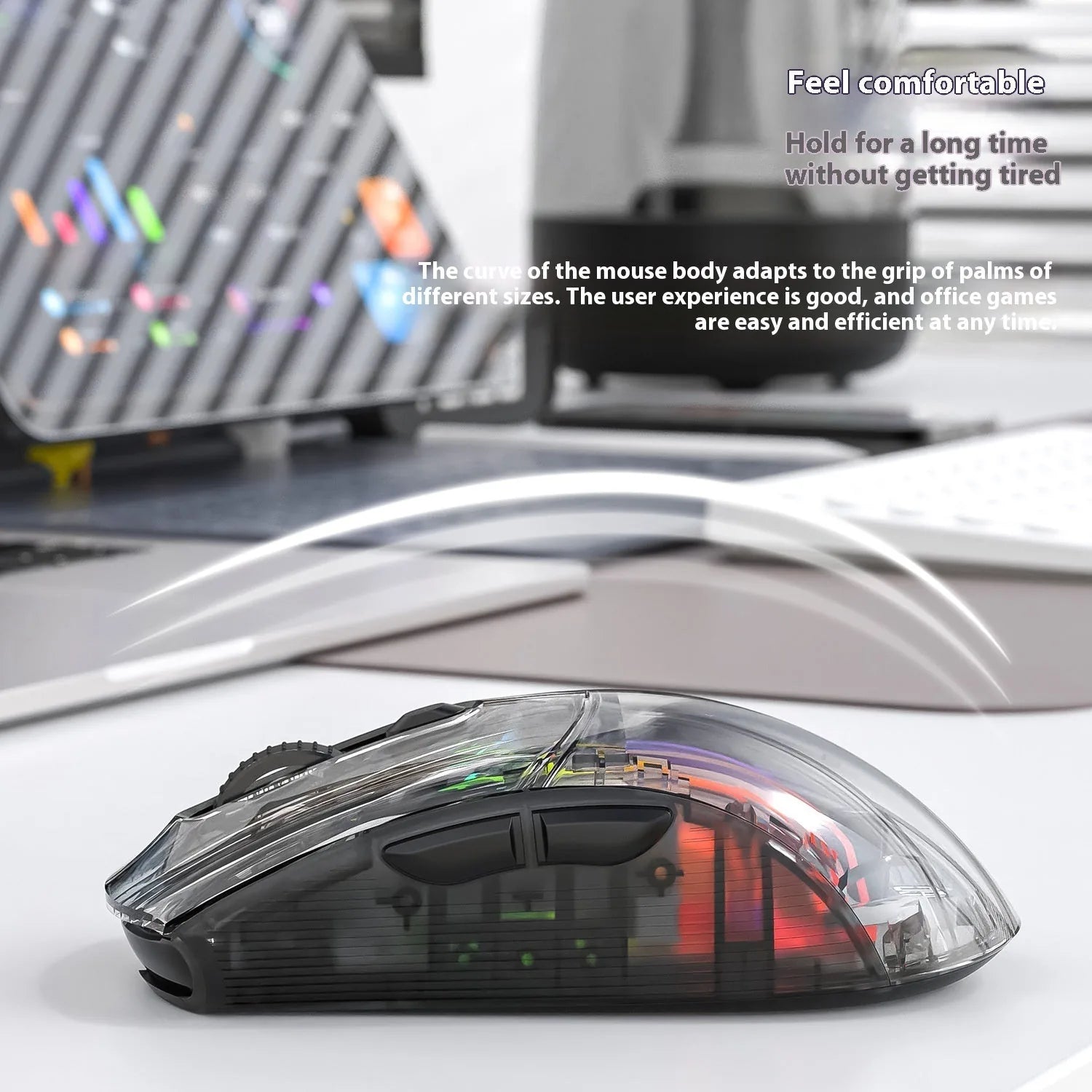 Wireless RGB Transparent Gaming Mouse with Battery Display | Bluetooth & 2.4G | 3-Mode