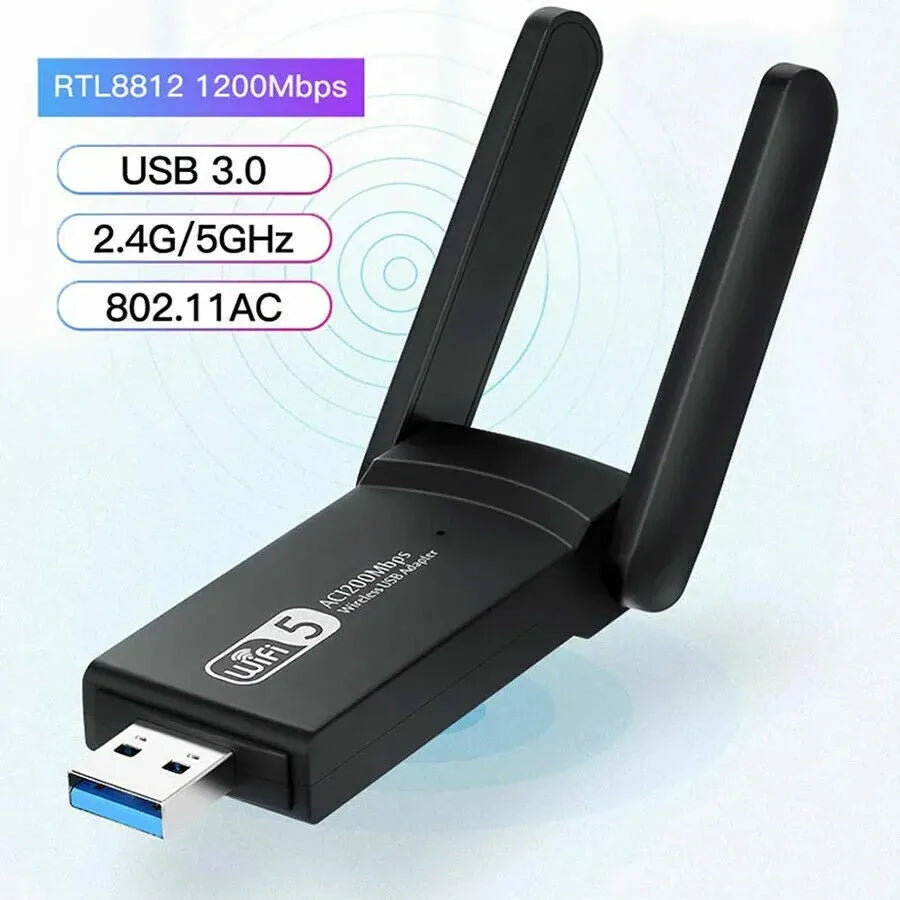 AC1200 USB WiFi Adapter | Dual Band 2.4G & 5GHz | Long Range | PC & Mac