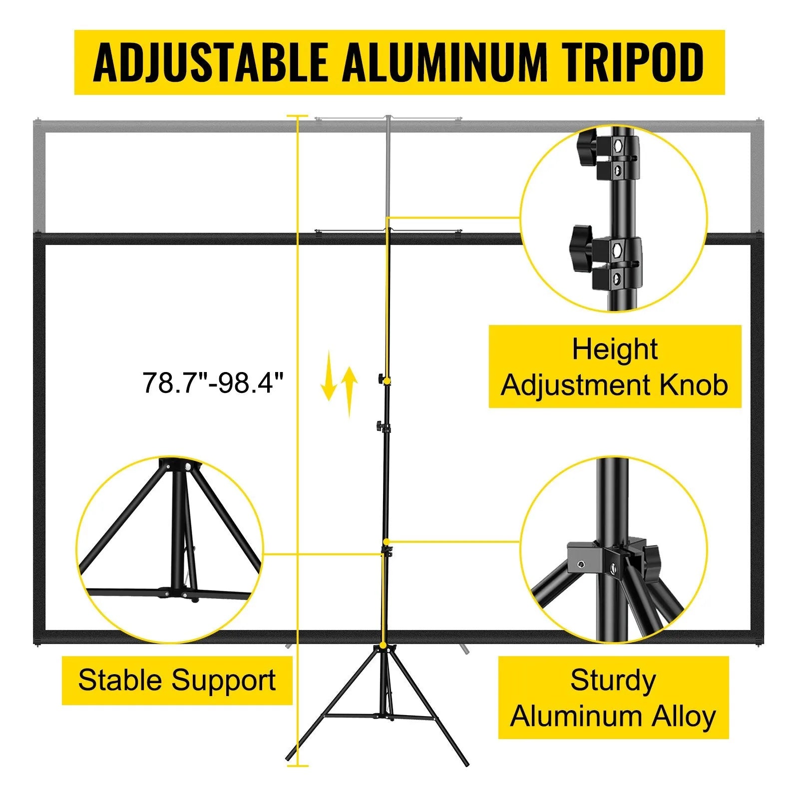 80" 4K HD Tripod Projector Screen with Stand – 16:9 Wrinkle-Free, Portable Indoor & Outdoor