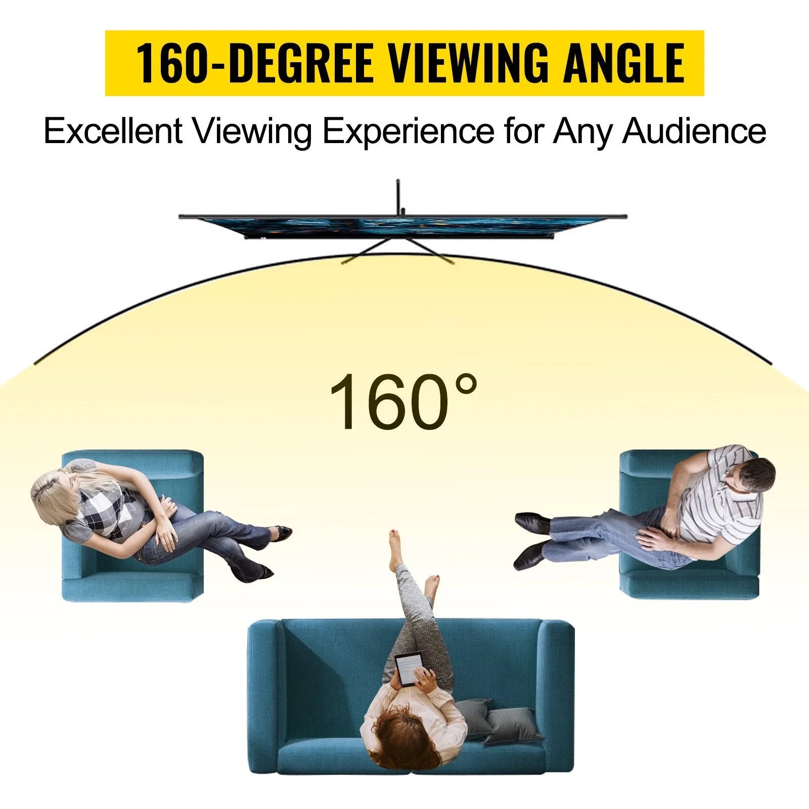 80" 4K HD Tripod Projector Screen with Stand – 16:9 Wrinkle-Free, Portable Indoor & Outdoor