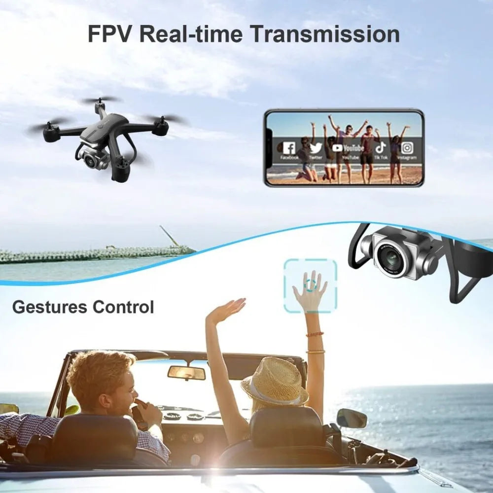 V14 Pro 6K Drone with Dual Camera – WiFi FPV, Carrying Case, 2 or 3 Battery Options