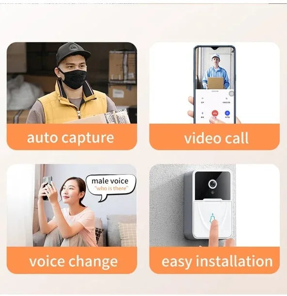 WiFi Smart Video Doorbell — HD Wide Angle, Motion Detection, Wireless