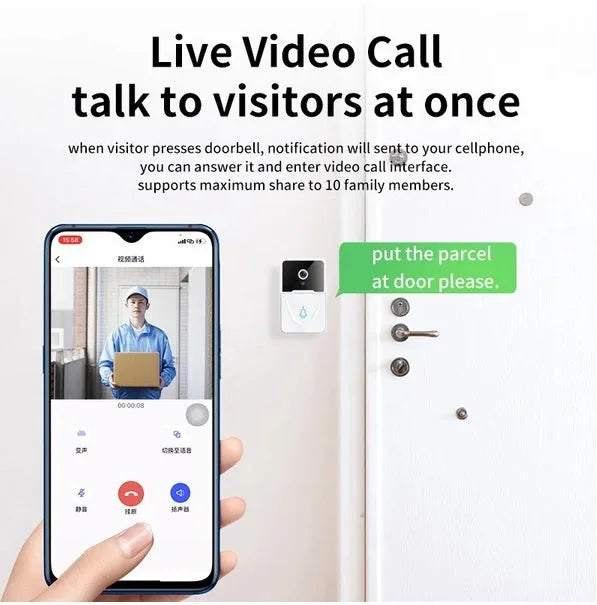 WiFi Smart Video Doorbell — HD Wide Angle, Motion Detection, Wireless
