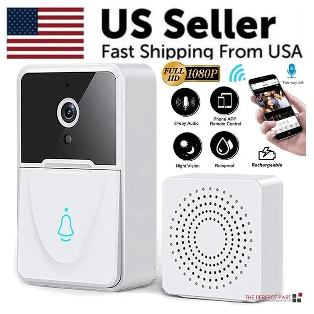 WiFi Smart Video Doorbell — HD Wide Angle, Motion Detection, Wireless