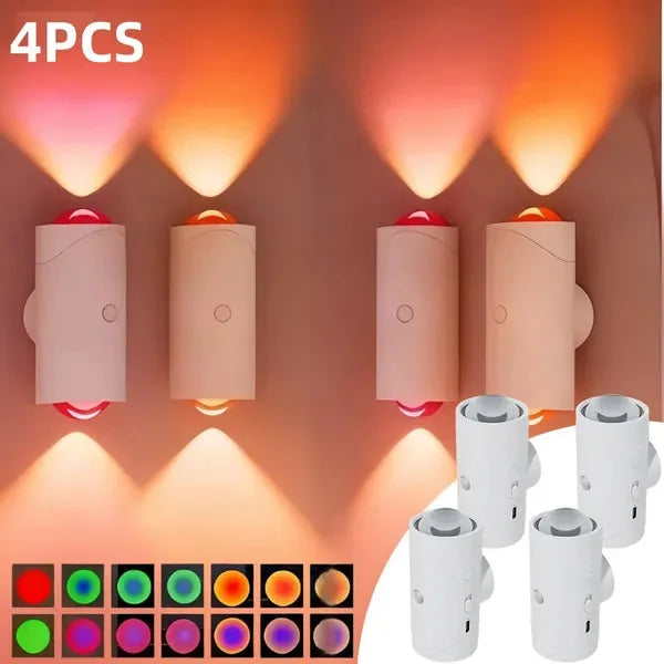 Rechargeable LED Wall Light 4-Pack — RGB Multi-Color, Dimmable, Magnetic Mount