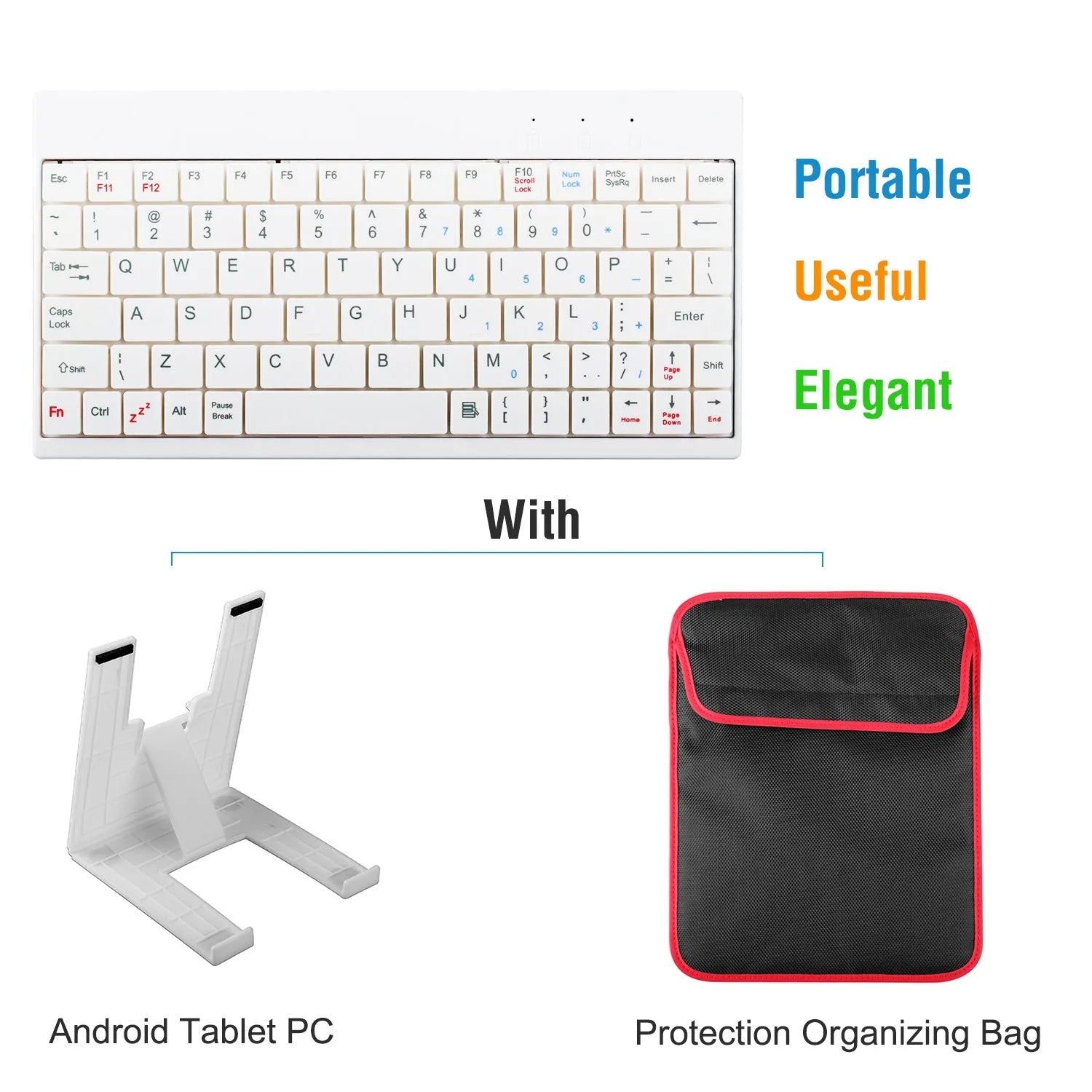 Mini Wired Keyboard with Tablet Stand — 80 Keys, Portable, USB, Carry Bag Included