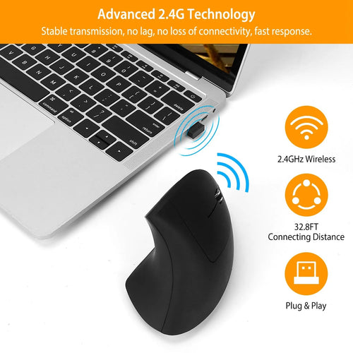 2.4G Wireless Vertical Ergonomic Mouse — RGB, 6 Buttons, Adjustable DPI