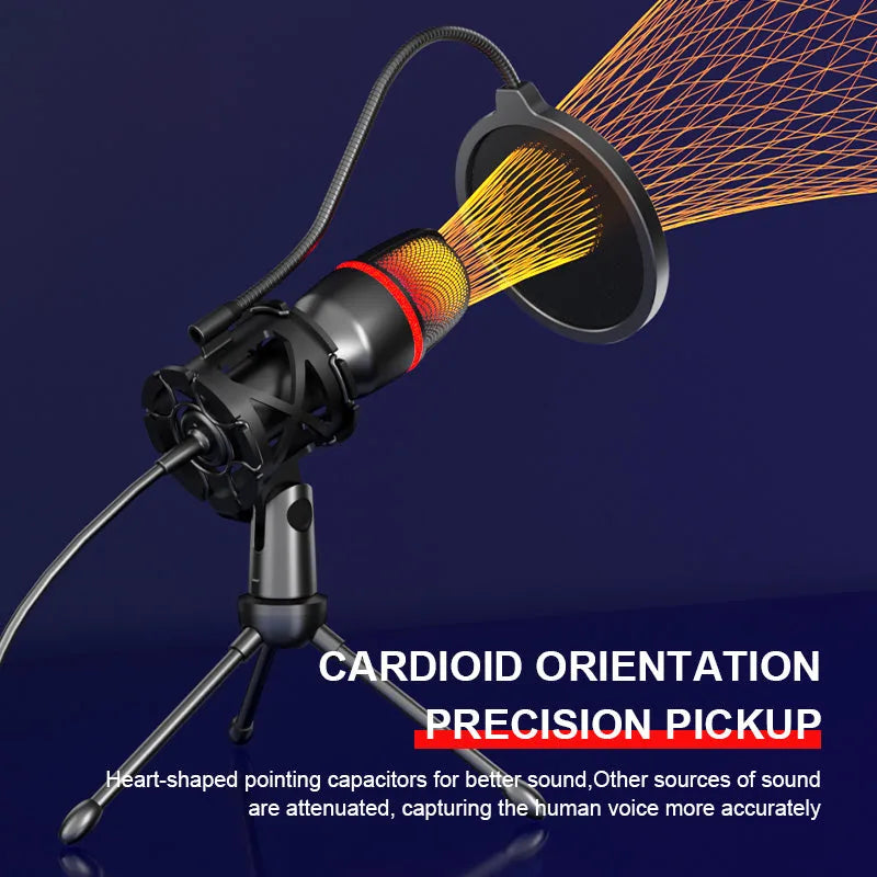 USB RGB Gaming & Podcast Microphone — Plug & Play, LED Light
