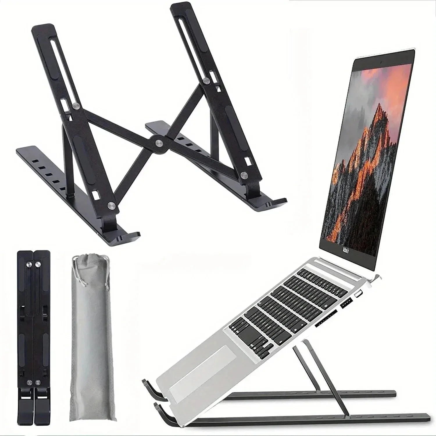 Portable Adjustable Laptop Stand — Foldable Desk Riser for Notebook & Tablet