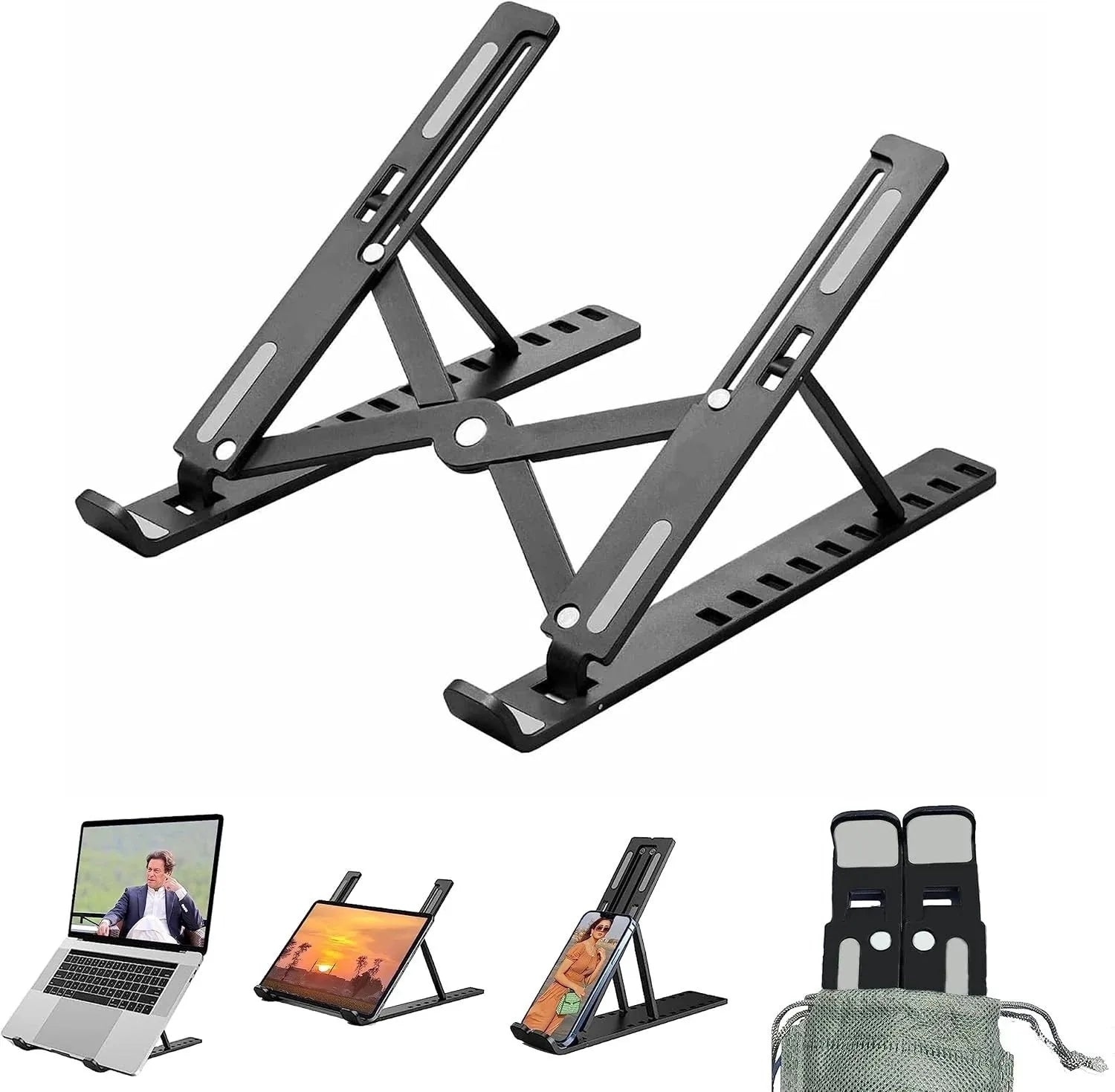 Portable Adjustable Laptop Stand — Foldable Desk Riser for Notebook & Tablet